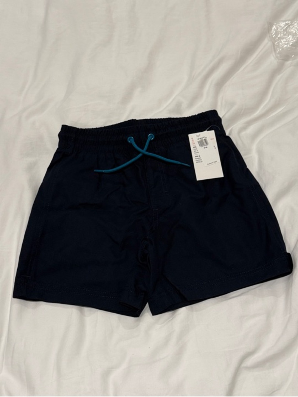 Old Navy Boys Navy Swim Trunks with Teal Drawstring